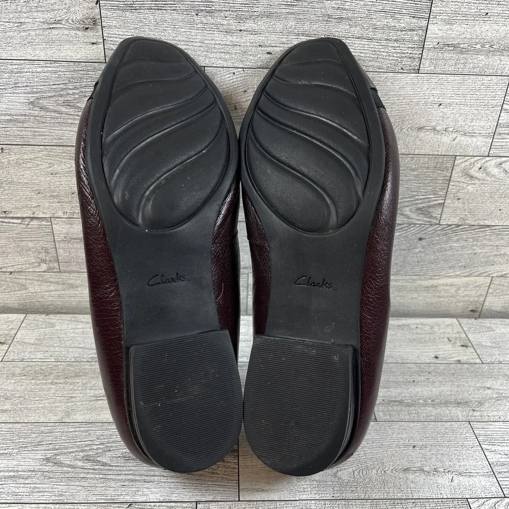 Clarks Keesha Rosa Burgundy Leather Low Heel Pumps Shoes Women Size 8M‎